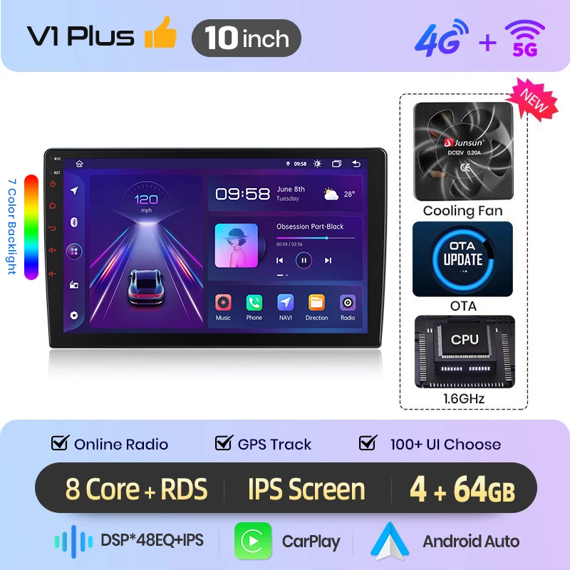 Junsun Autoradio voor Skoda Fabia 2 2007-2014 draadloze CarPlay Android Auto intelligente auto-systemen BT FM Geen 2din DVD