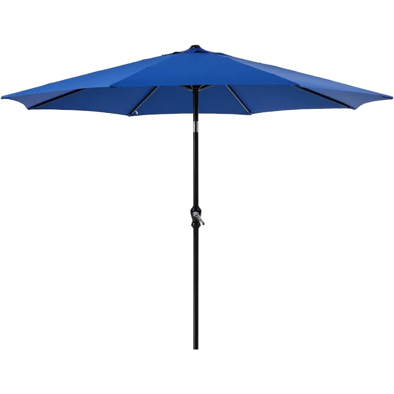 

9FT Outdoor Patio Umbrella with Push Button Tilt and Crank, Table Umbrella, 8 Sturdy Ribs Waterproof Pool Umbrella for Market