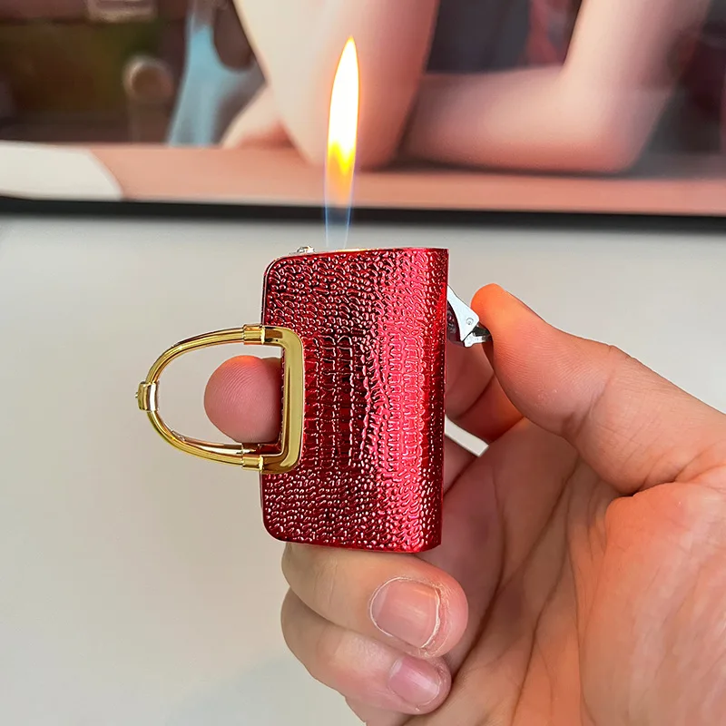 

Mini Fashion Women's Bag Inflatable Lighter Open Flame Butane Gas Metal Lighter Women's Gift Cigarette Accessories