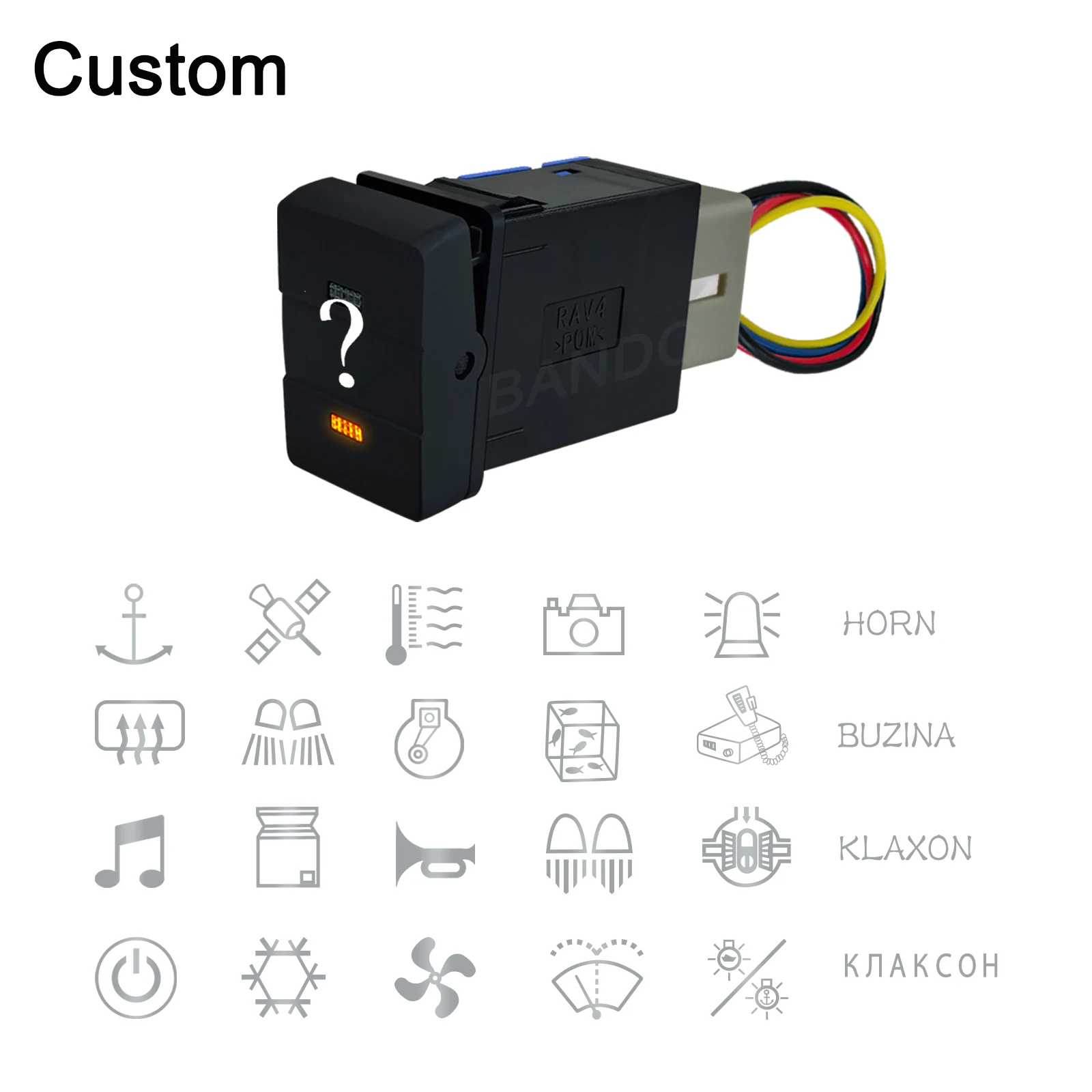 Customizable Rocker Switch Latching ON-OFF-ON Car Toggle Switch 12V 3A for Toyota 4Runner Tundra Prado Landcruiser Dashboard DIY