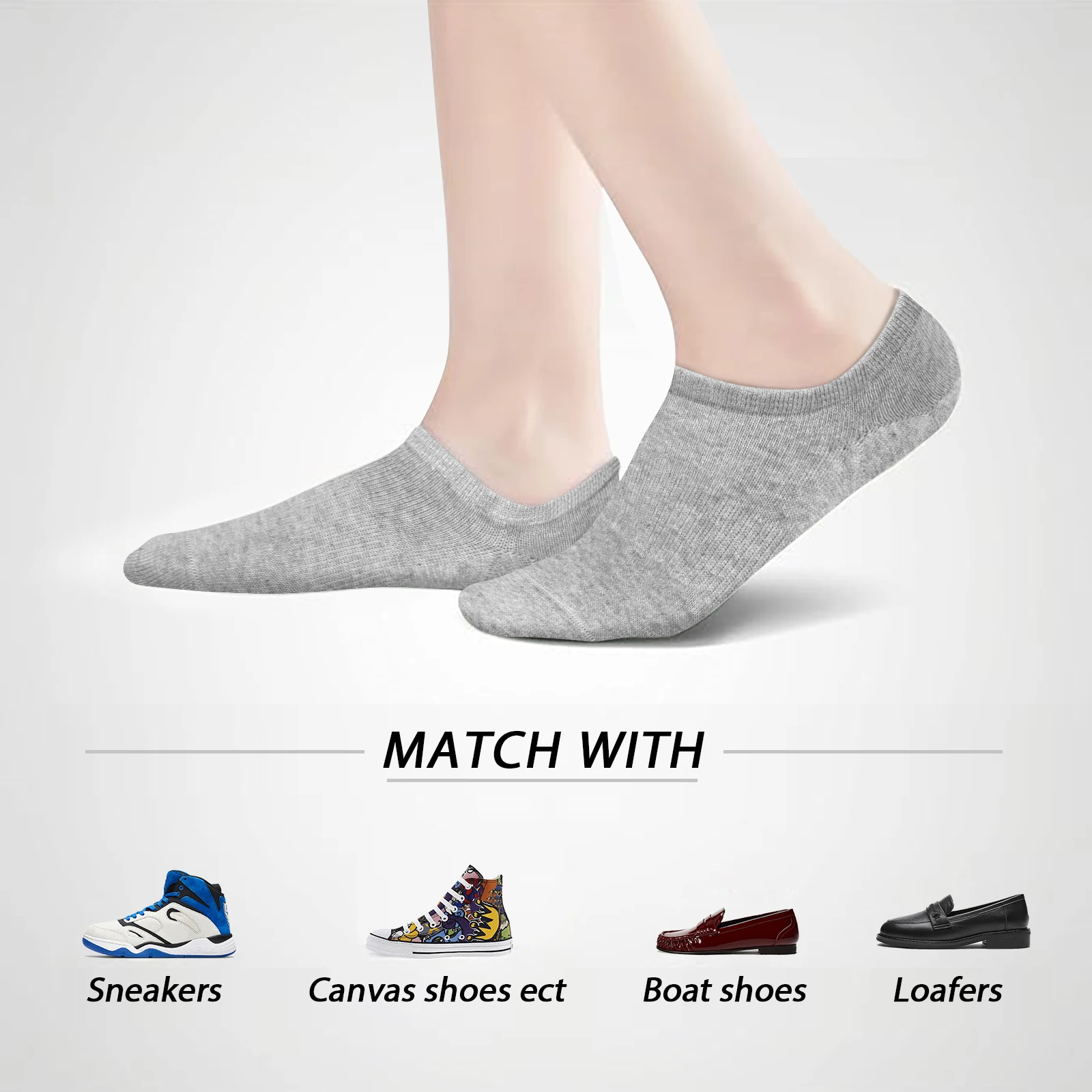 10 Pairs No Show Socks Womens and Mens Low Cut Ankle Short Running Novelty Casual Cotton Invisible Liner Socks With No-Slip Grip view 5
