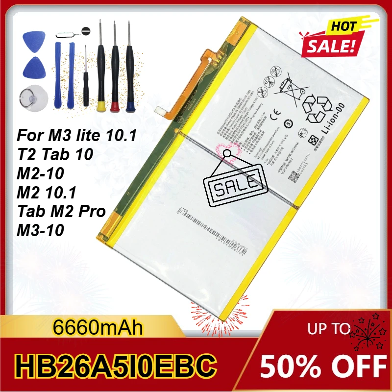 6660mAh HB26A5I0EBC New Tablet Battery for Huawei MediaPad M2 10.1 Flat Cell M2-A01W M2-A01L MediaPad M3 Lite 10.1 M3-10 M2-10