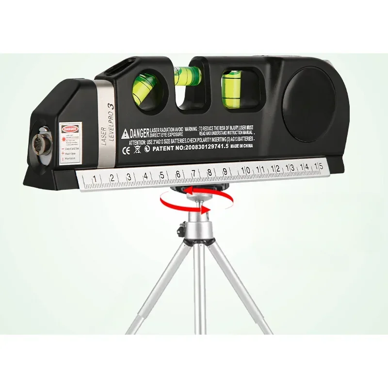 

Portable laser level, tape measure, ruler, multi-function cross one-word line projector