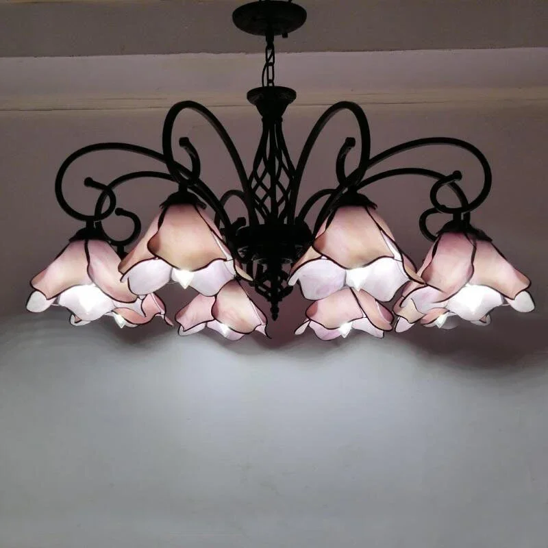 FAIRY Tiffany European Living Room Pendant Lamp Mediterranean Sea Creative Color Glass restaurant Bedroom Hotel Chandelier