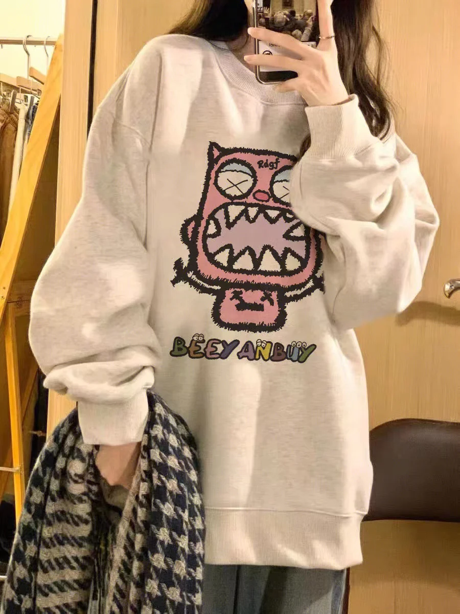 

Мужская толстовка в стиле ретро с круглым вырезом, тонкая, универсальная, для ранней весны, с качественной вышивкой, свободного кроя, весенняя верхняя одежда