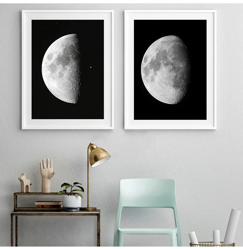 Abstract Moon Poster Prints Moon Phase Change on Canvas Painting Astronomy Satellite Home Decor Bedroom Decoration