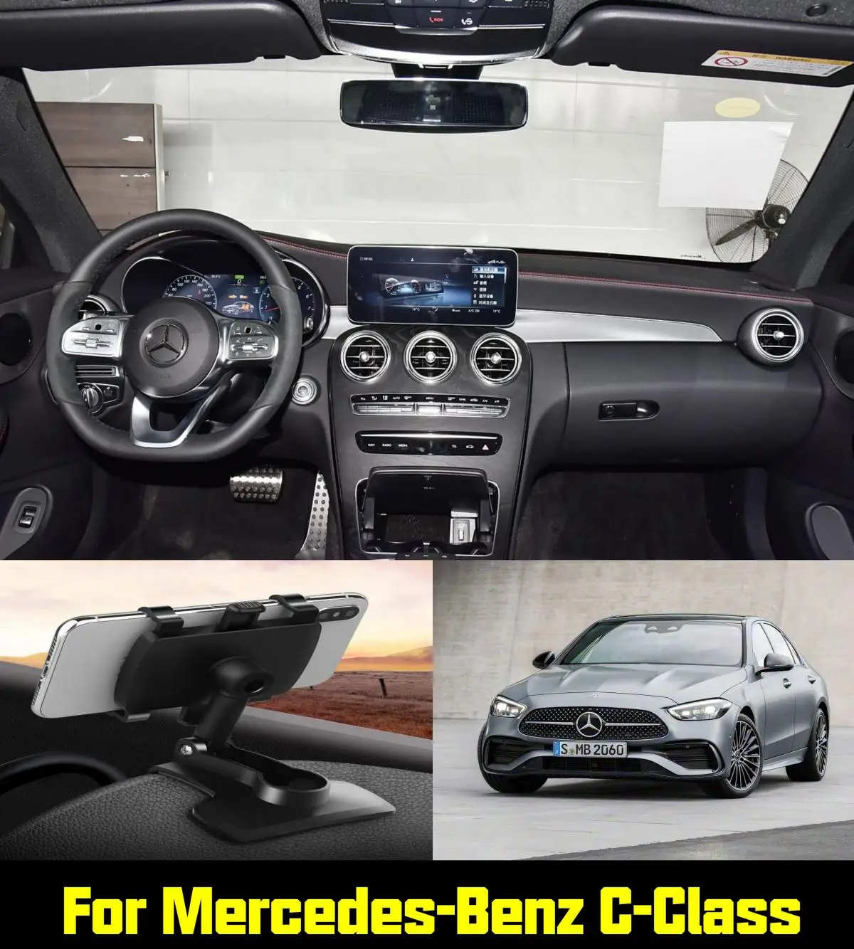 

Car mobile phone navigation stand for For Mercedes-Benz C-Class can be installed on the rearview mirror, dashboard and sun visor