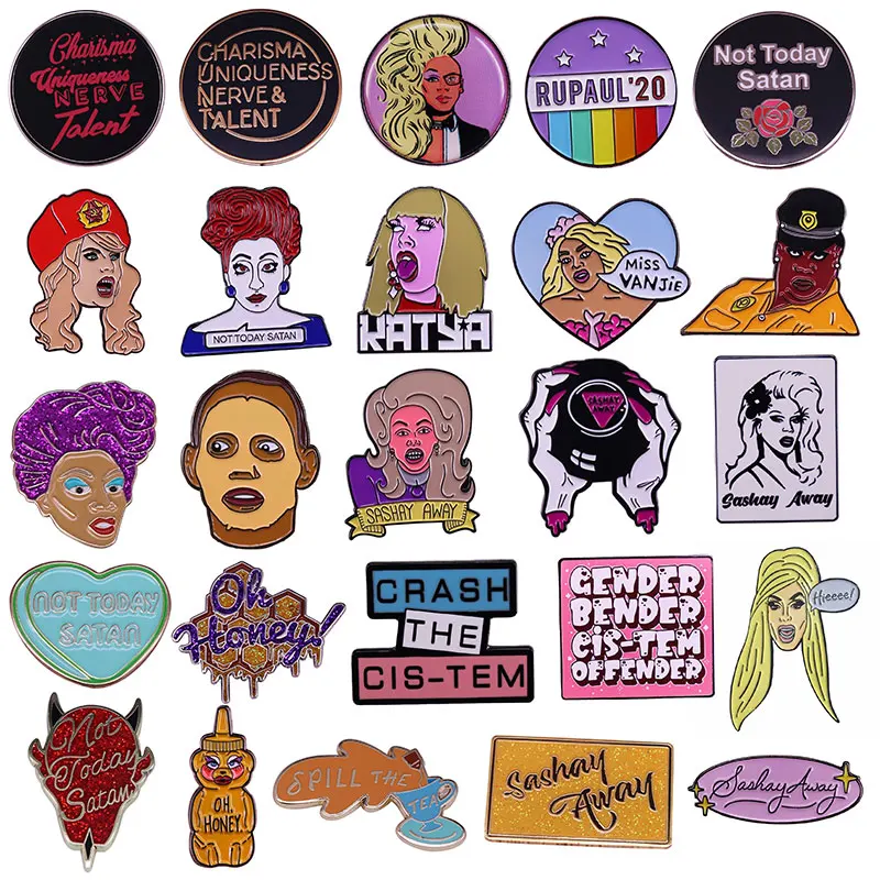 American Reality Show Pins Rupaul\'s Drag Queen Show Metal Brooch Badge Fashion Jewellery Clothes Hat Backpack Accessory Gifts