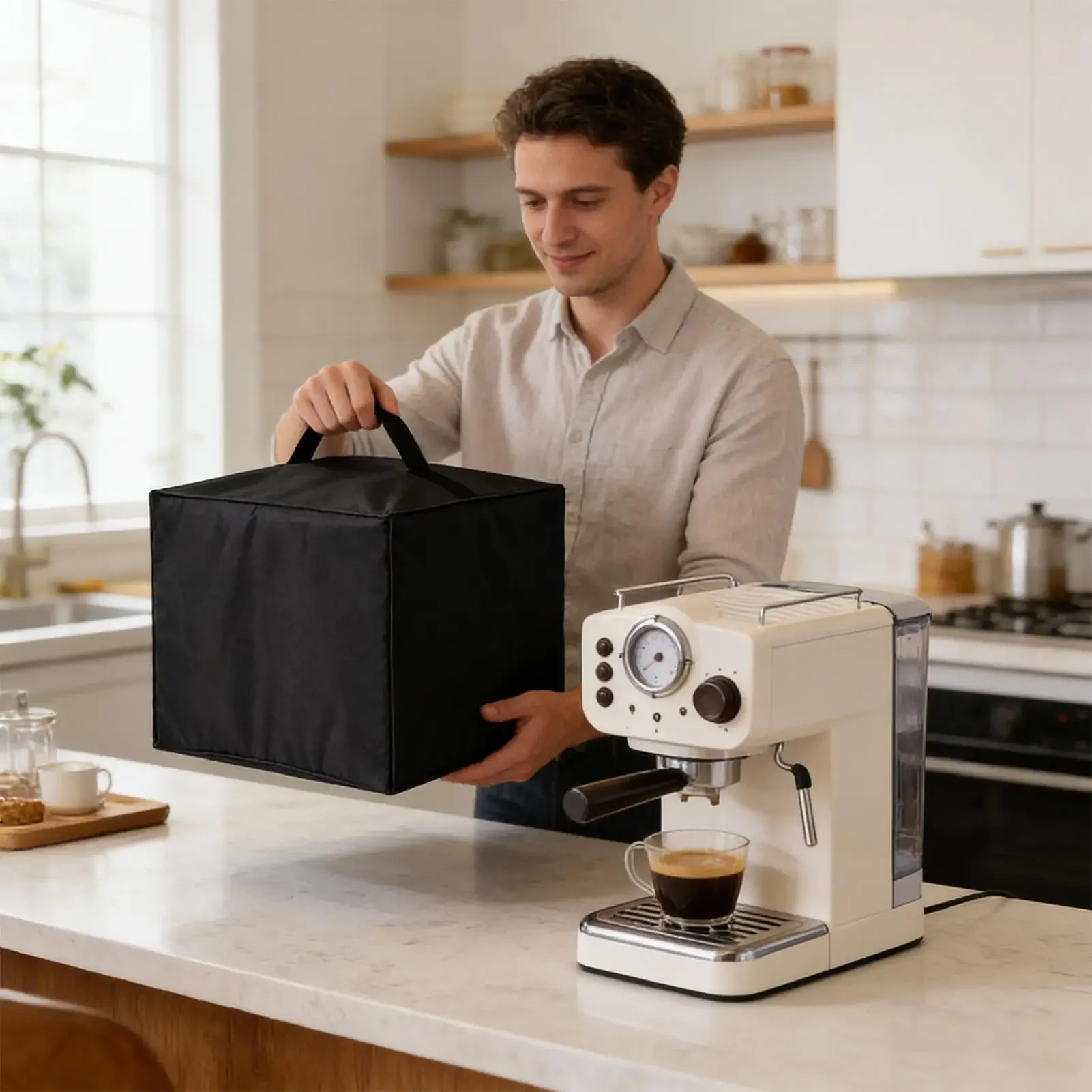 Coffee Maker Cover Heavy Duty Waterproof Protector Coffee Machine Dust Lid Case for Home Bar Apartment Office Breakroom