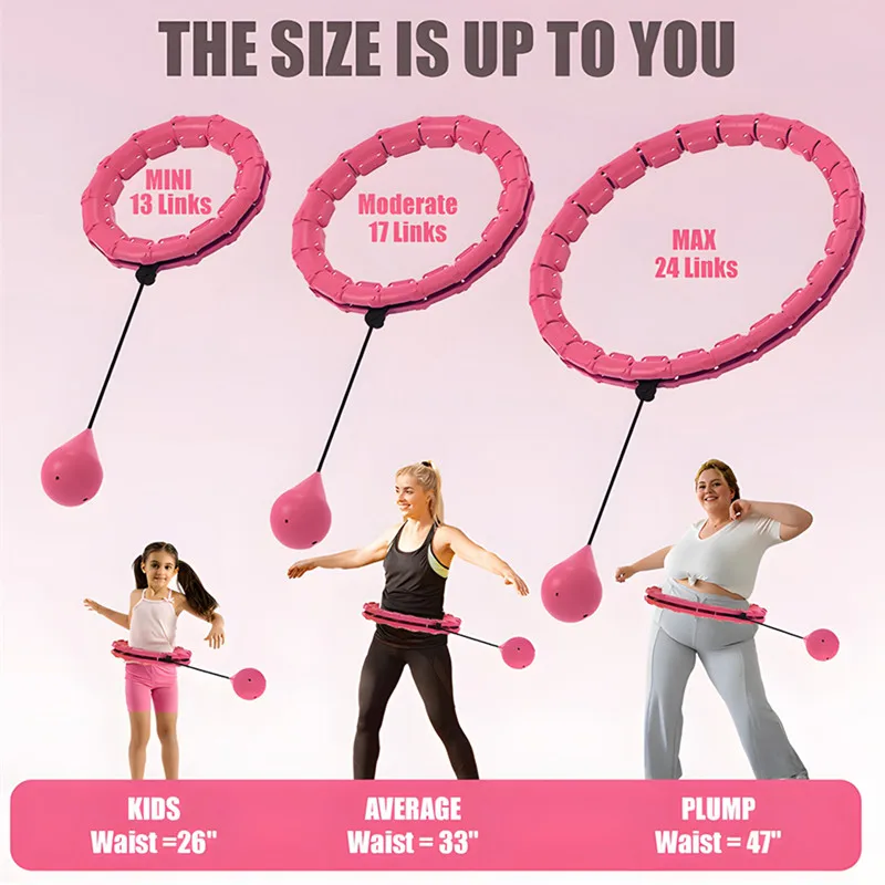 24 Knots Adult Plus Size Adjustable Weighted Sports Hoops Smart 2-in-1 Detachable Exercise for Weight Loss Fitness Circle Hoops