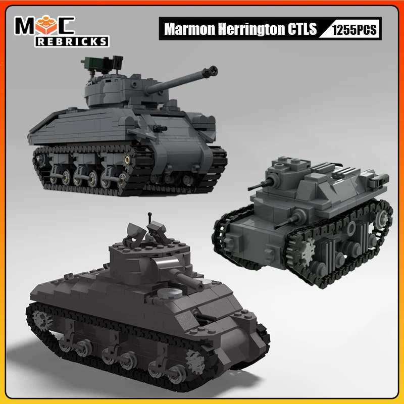 

MOC Building Blocks Military Series M4a4 M4A3 Sherman Medium Marmon Herrington CTLS Tank Model Originality Bricks Toys Xmas Gift