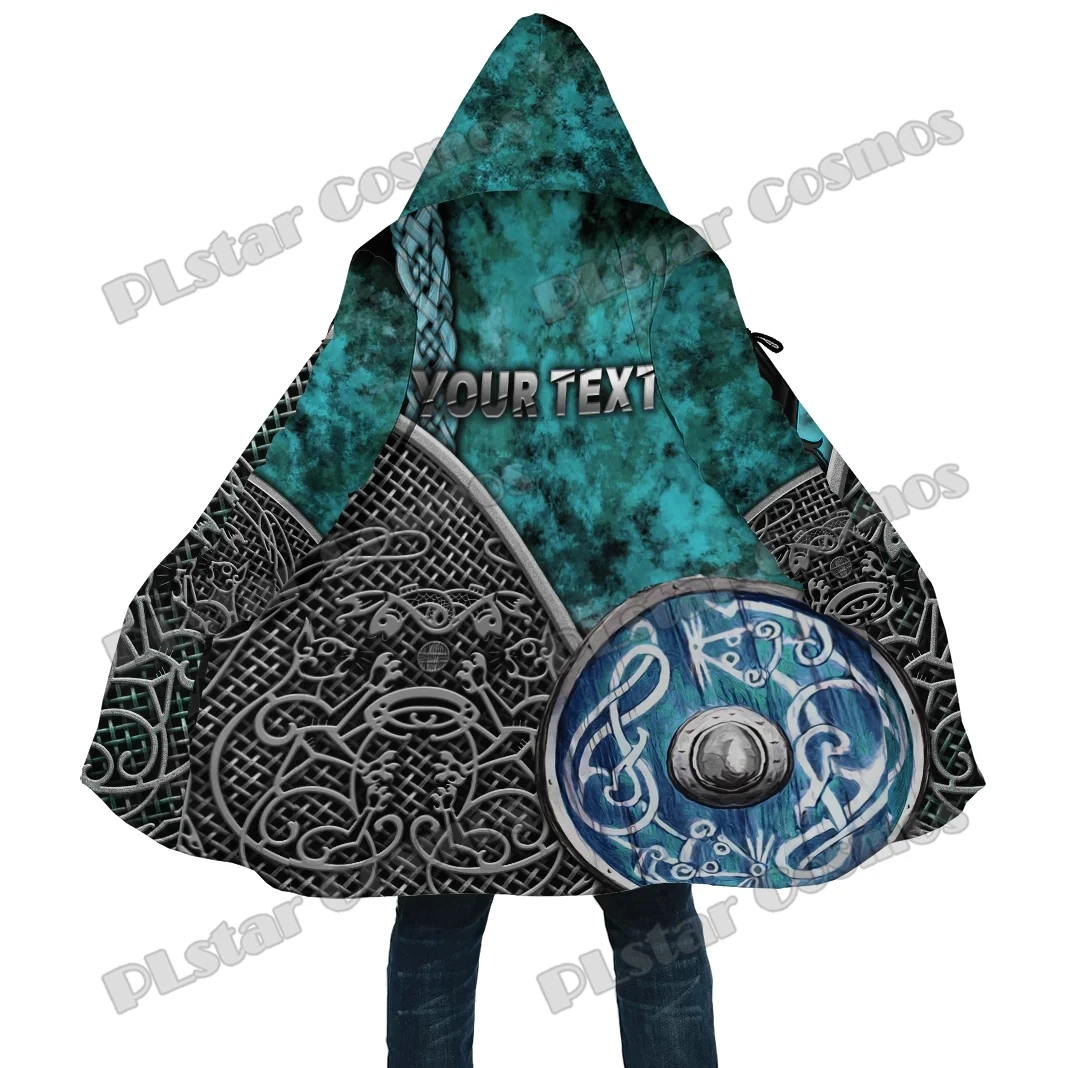 Ram Schedel Tattoo Met Vegvisir en Valknut 3D Gedrukt Heren Fleece Kapmantel Winter Unisex Casual Dikke Warme Mantel Jassen PF140