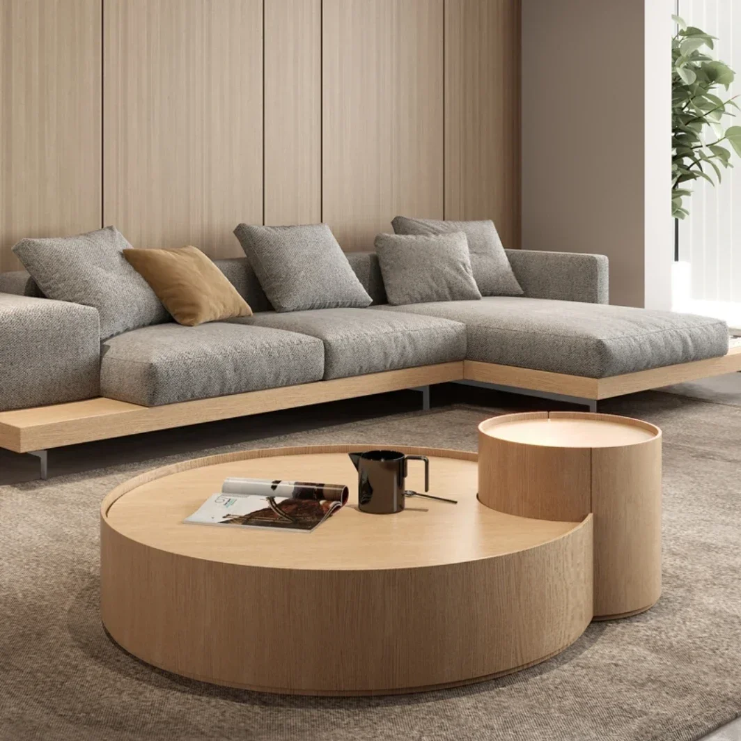 

Qiji Style Coffee Table Minimalist Size round Combination Modern Minimalist Wood Color