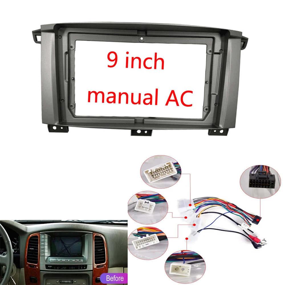 

9" Car Radio Fascia For Toyota Land Cruiser LC 100 2003+ Android MP5 Player Frame 2 Din Head Unit Panel Stereo Dash Cover Trim