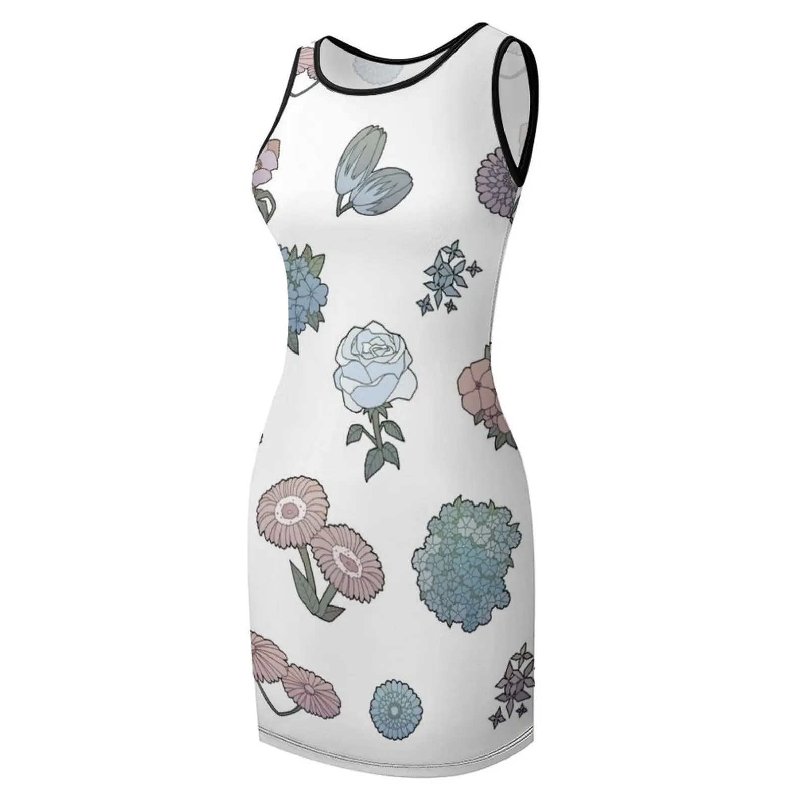 Robe d'été sans manches à fleurs, robe sexy pour femmes, robes de soirée pour bal de promo