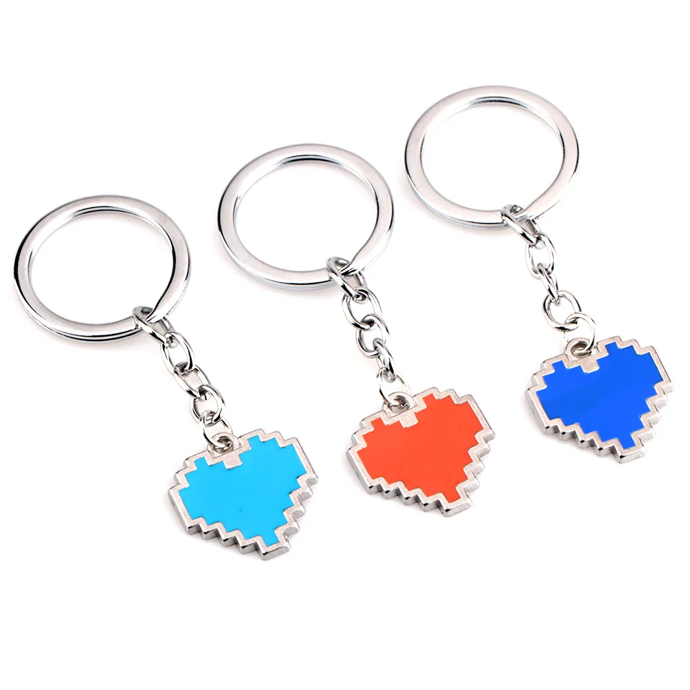 Undertale Sans Candy Color Heart Shaped Keychain for Men Women Enamel Metal Key Ring Key Holder Car Bag Hanging Decor Jewelry