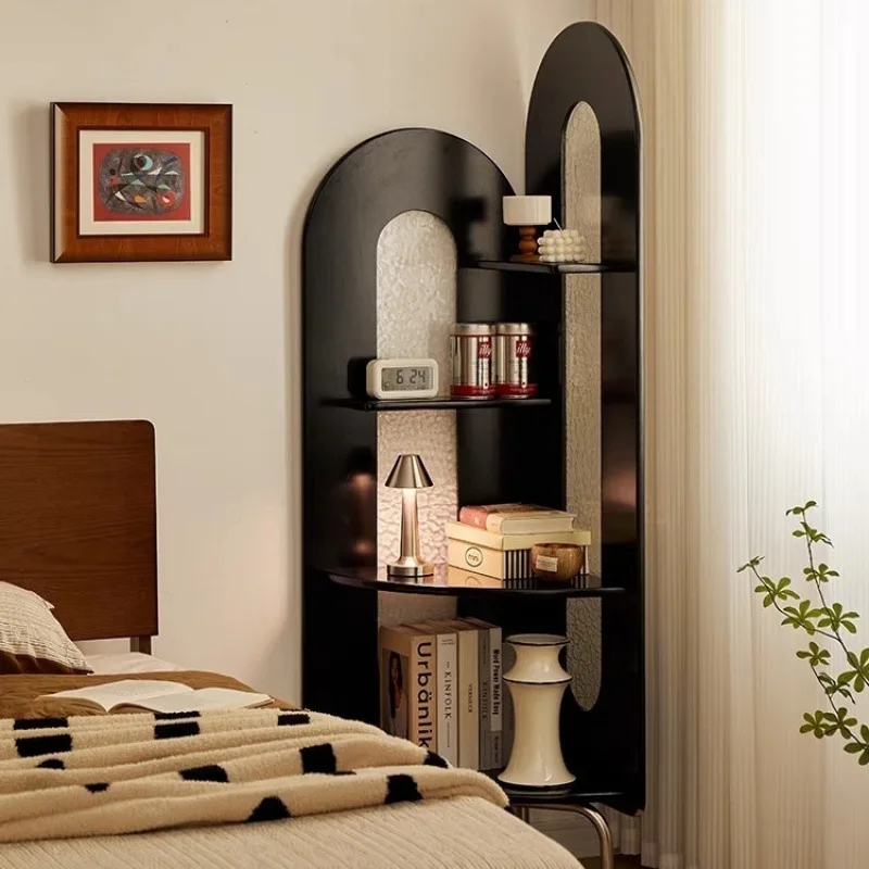 غرفة المعيشة أريكة خشبية صلبة جدار الزاوية خزانة الكتب Sanjiao تخزين أرضية الرف #4