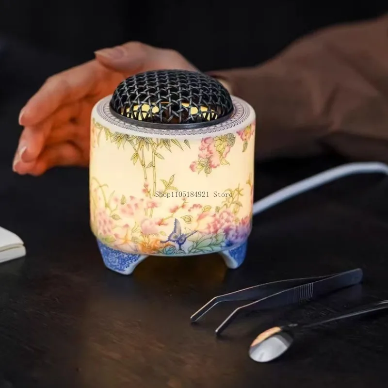 520-degree High-temperature Ceramic Enamel Electronic Incense Burner Home Meditation Decorative Incense Block Aromatherapy
