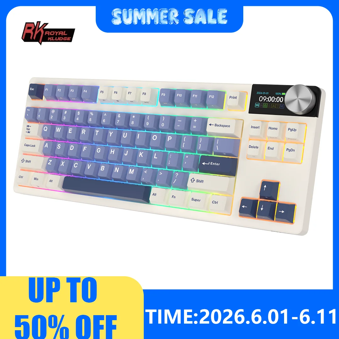 RK ROYAL KLUDGE S85 Gasket Russian Mechanical Keyboard 2.4G Wireless/Bluetooth/USB 75% RGB Hot-Swappable Gaming Keyboard