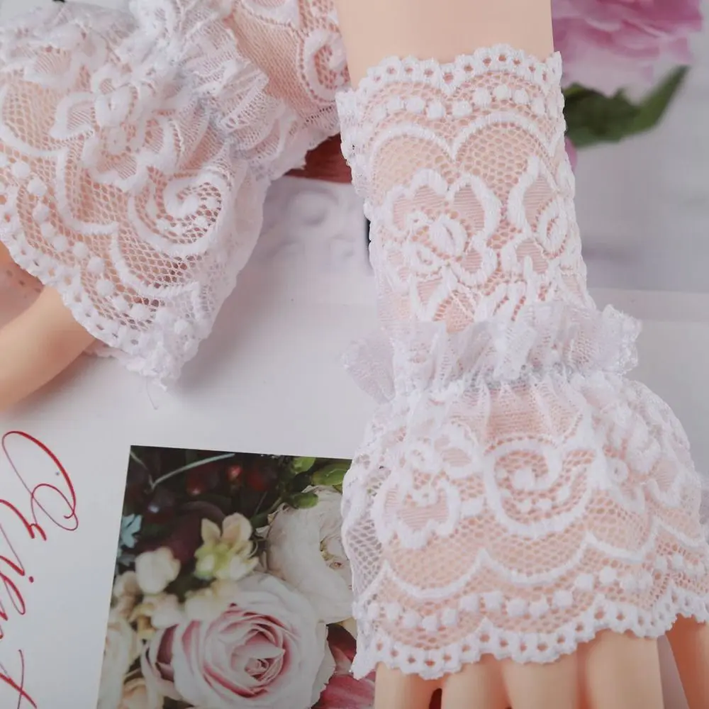 1Pair New Fashion Detachable Fake Sleeves Spring Autumn Wild Sweater Decorative Sleeves Lace Ruffles Elbow Sleeve Cuff universal