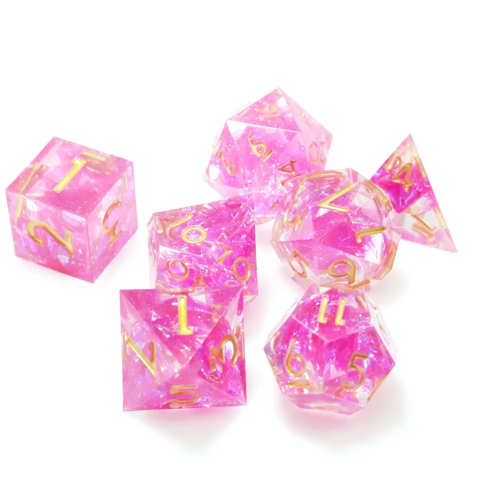 DND Resin Dice Sharp Edge Number Polyhedral Resin Dice D+D Dice Set For Dungeon and Dragon Pathfinder Role Playing Game(RPG)/MTG