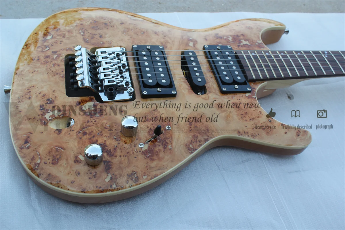 Thin Electric Guitar, S Guitar, Mahogany Body, Bubble Veneer, White Binding, Tremolo Bridge,22 frets