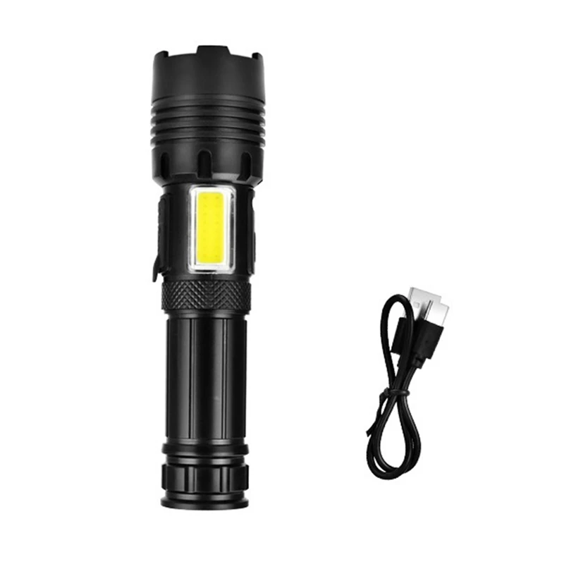 Strong Light Flashlight COB Side Light USB Charging Zoom Multi-Function Super Bright