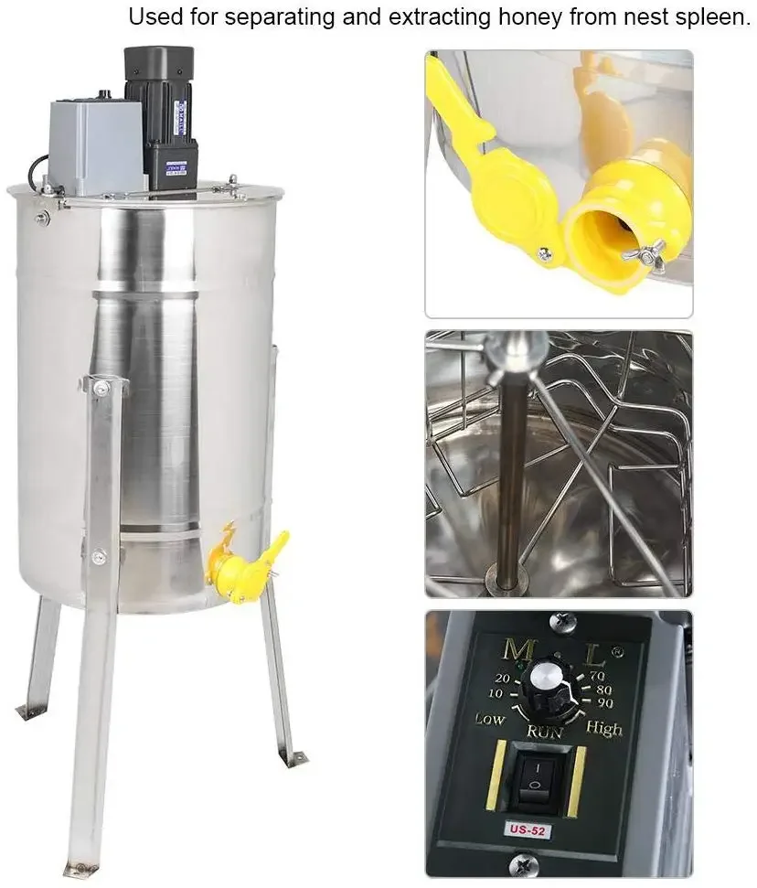 Stainless Steel 3 Frame Electric Bee Honey Extractor Machine Beekeeping Equipment for Beekeppers,Electric Honey