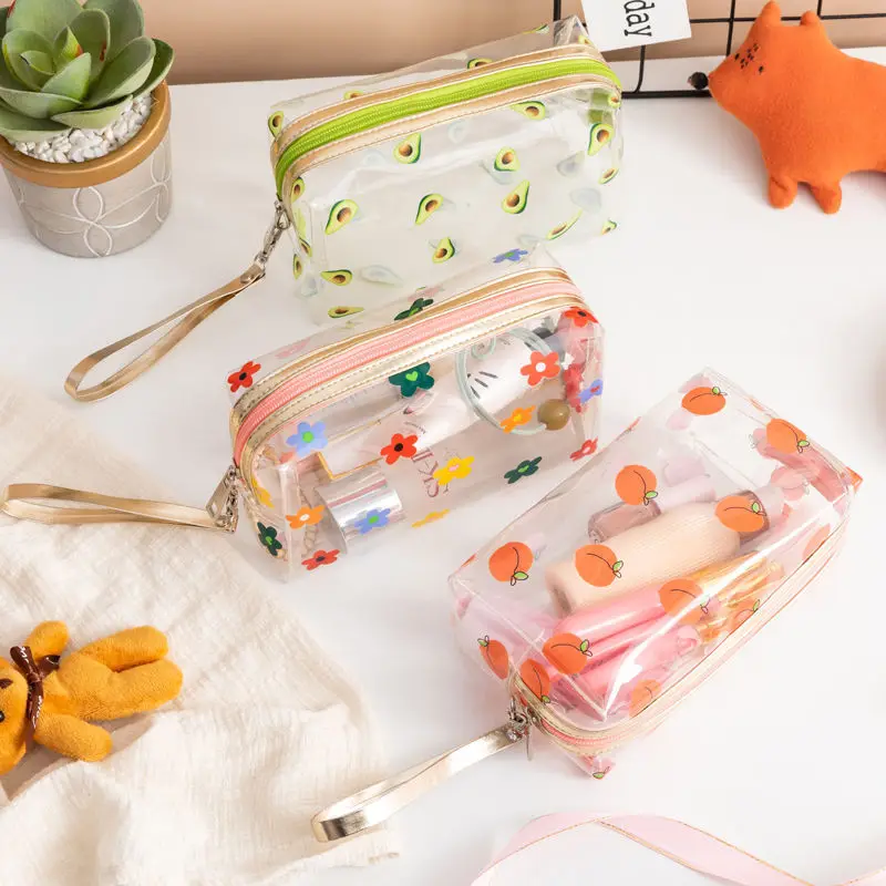 Butterfly Avocado Cosmetic Bag PVC Women Zipper Clear Makeup Bags Case Travel Make Up Organizer Storage Bath Toiletry Wash Bag