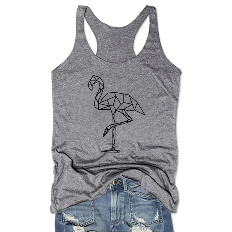 Flamingo Womens Tops Cute Pink Flamingoes Women Clothing Summer White Tank Top Sexy Fashion Clothing m