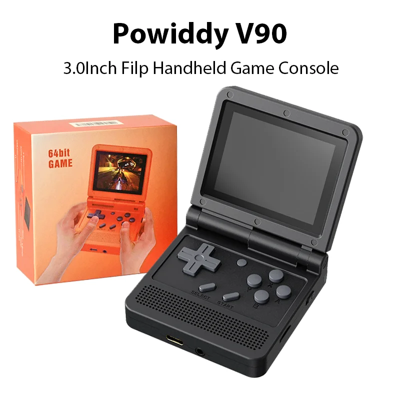 

Powkiddy V90 Black 64G 3.0Inch Handheld Game Console Simulators Open Source Multiple Languages Portable Retro Video Game Console