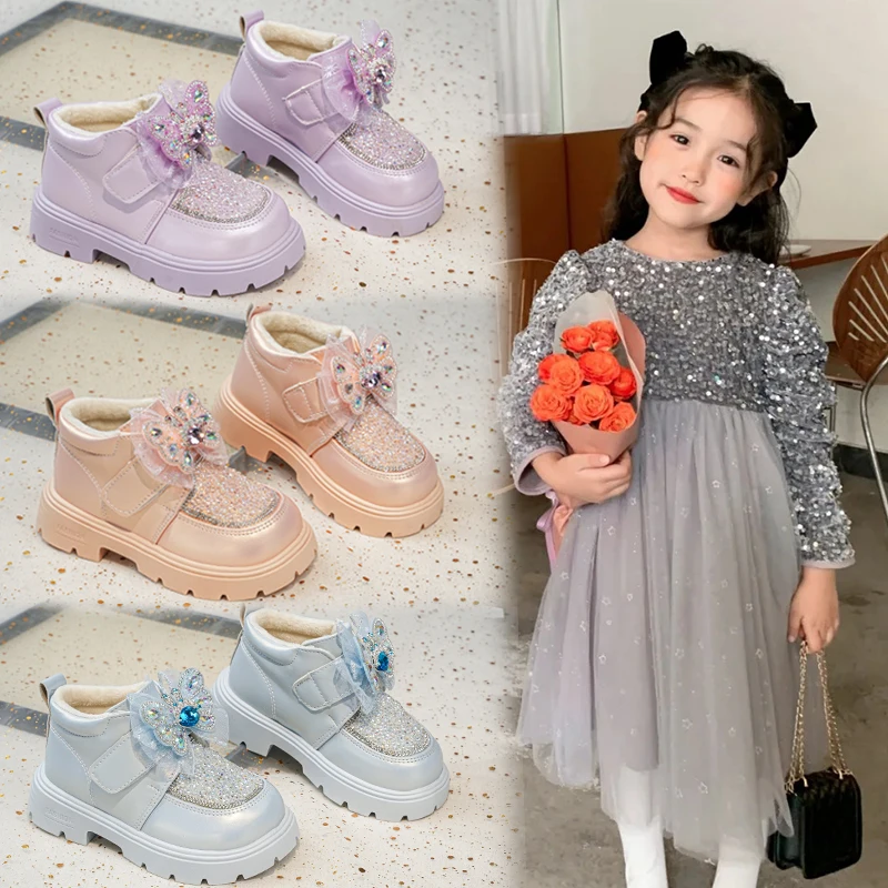 

Нескользящая обувь с мягкой подошвой для девочек, новинка 2025 года, повседневная хлопковая обувь в стиле принцессы, удобная осенняя детская хлопковая обувь