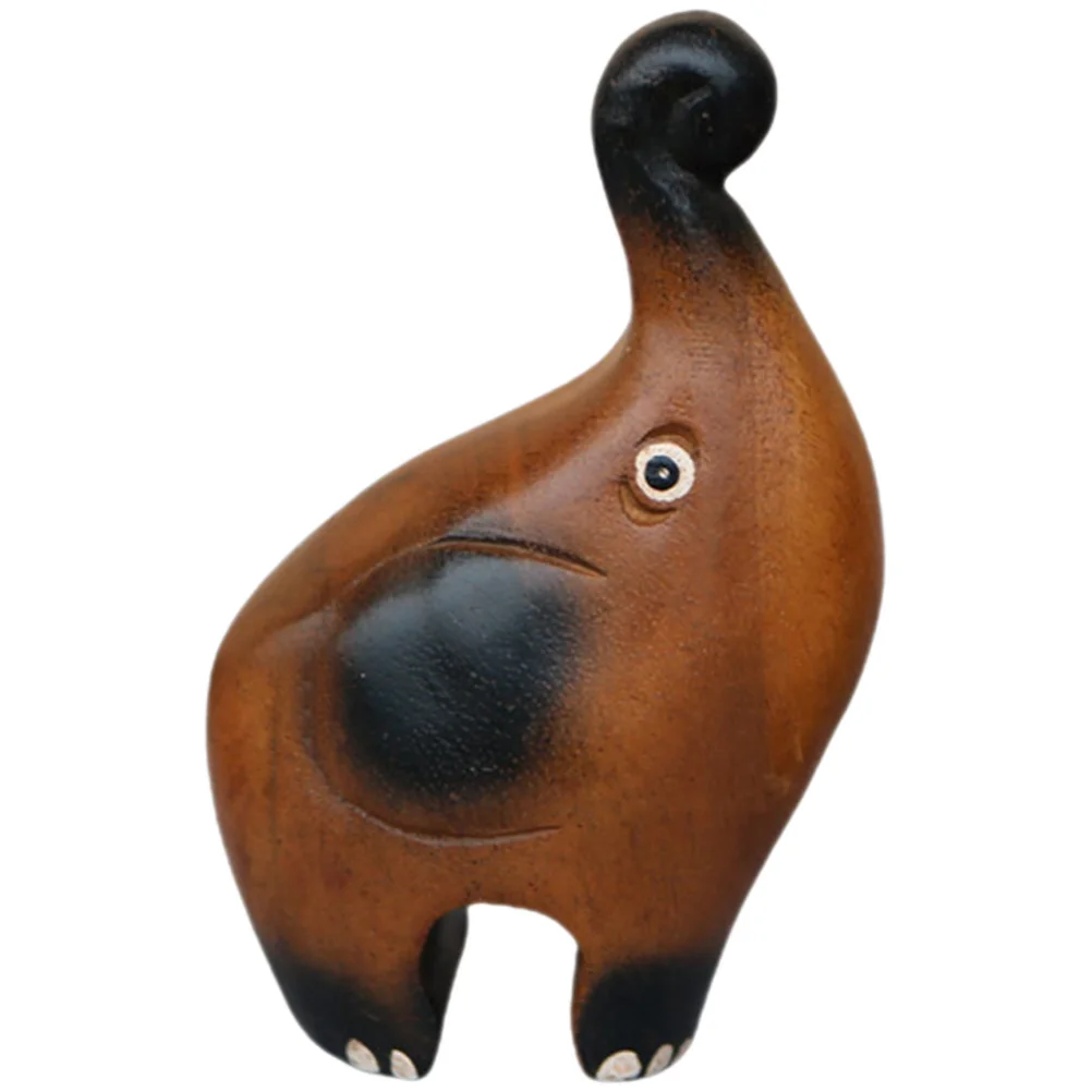 

Wooden Elephant Sculpture Flat Bottom Adorable Desktop Decoration Safe Material Ideal Gift for Weddings Birthdays