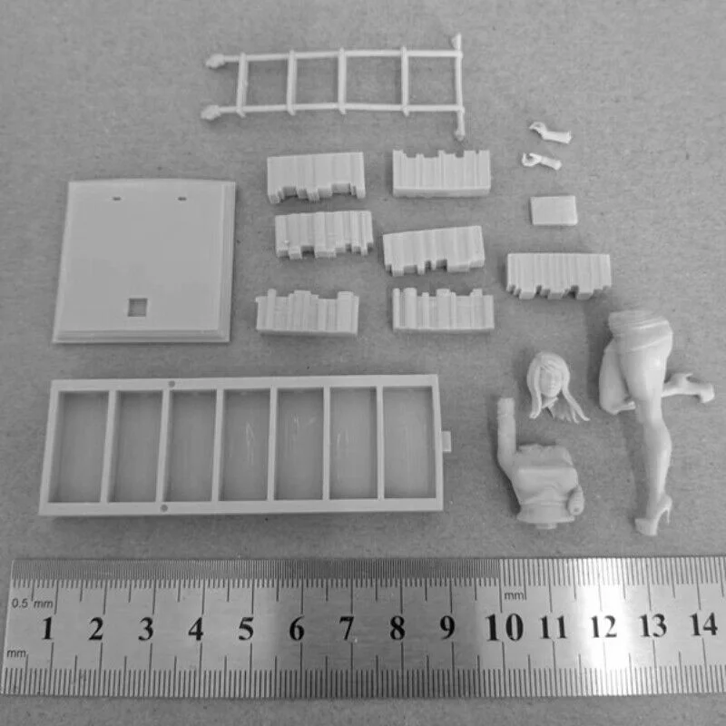 사서 전체 송진 피규어 미조립 디오라마 장난감, 미니어처 차고 모델 키트, 1/24 체중계, 75mm 조립