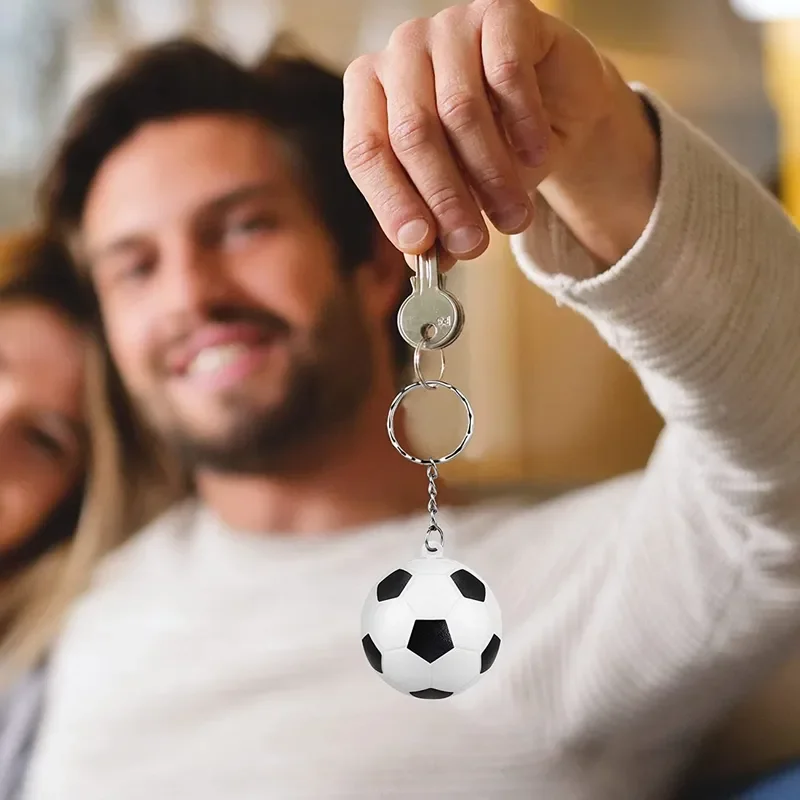 24 Pack White Soccer Keychains Mini Soccer Stress Ball Keychains Sports Ball Keychains School Carnival Reward For Kids