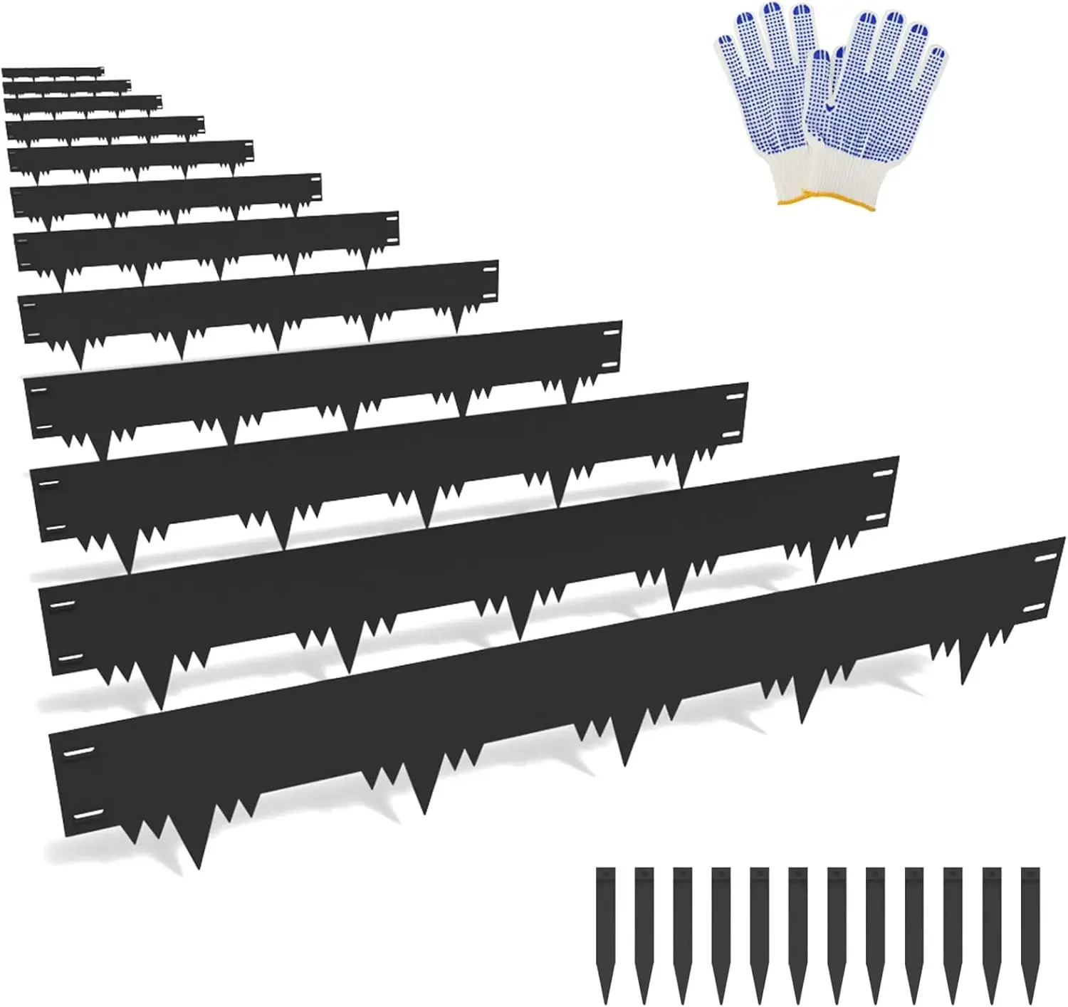 Galvanized Steel Landscape Edging Border 12 Packs 42'' L x 8'' H, Metal Landscape Garden Edging Border with 12 Stakes, Hammer-i