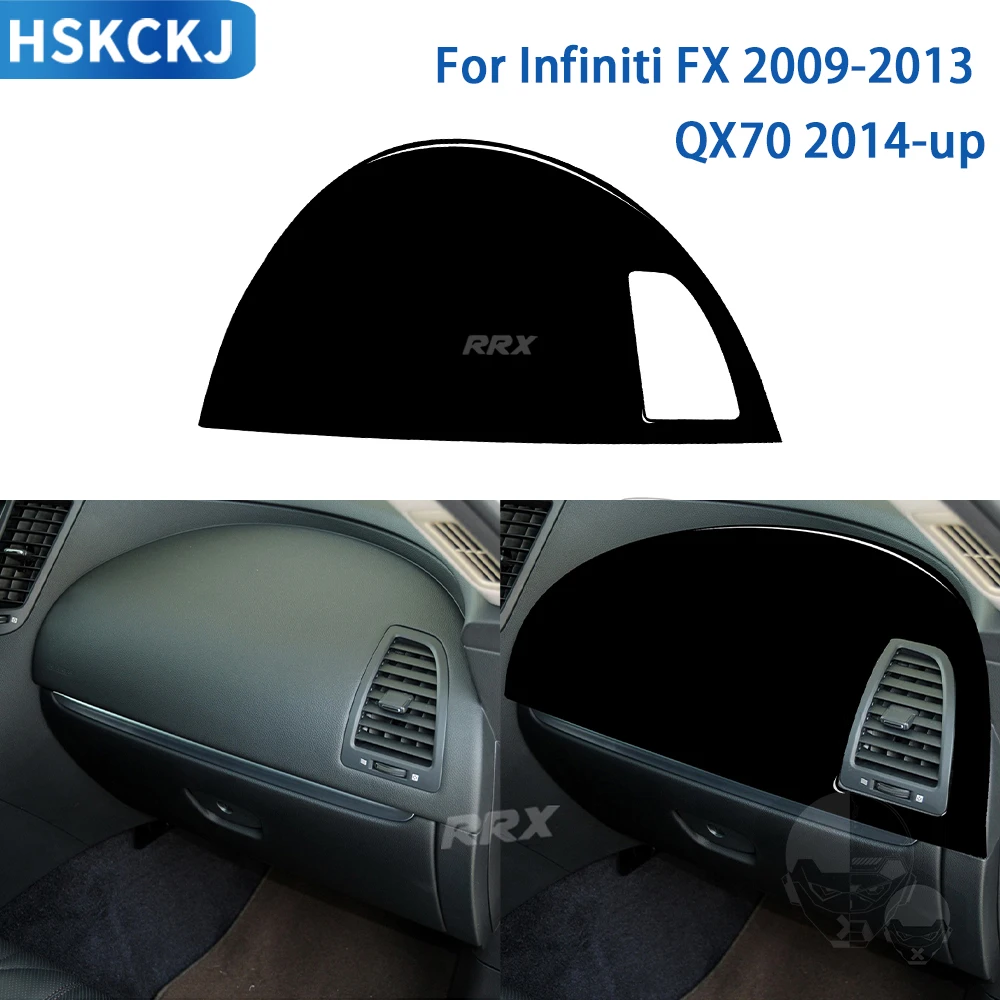 

For Infiniti FX 2009-2013 QX70 2014+ Glossy Black Plastic Accessories Car Interior Front Passenger Glove Box Panel Trim Sticker