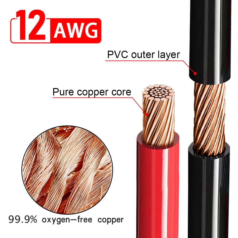 12AWG Extension Cable XT60i Female to O Ring Connector Compatible with Lipo Batterie solar panels M8 O terminals extension cable