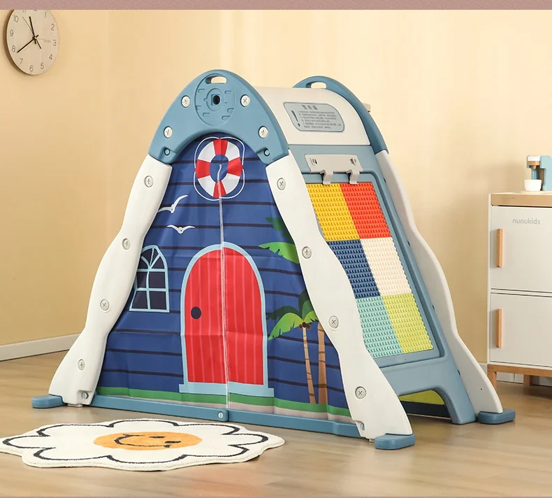 New Design Kids Multi Function Play House Set Indoor Folding Toy Tent Drawing Board with Climbing Wall Game