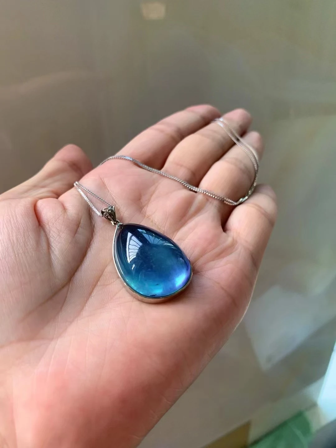 Natural Blue Aquamarine Rectangle Pendant 38*24*10mm Dragon Big Size Aquamarine Brazil Jewelry Women Fashion Jewelry AAAAAAA