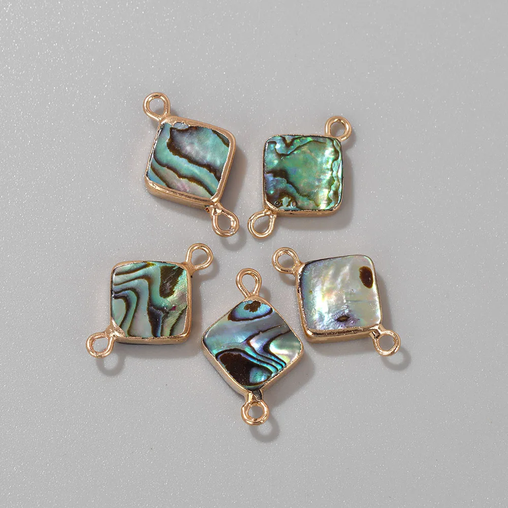 2PCS Natural Abalone Shell Pendant Charms for Jewelry Making