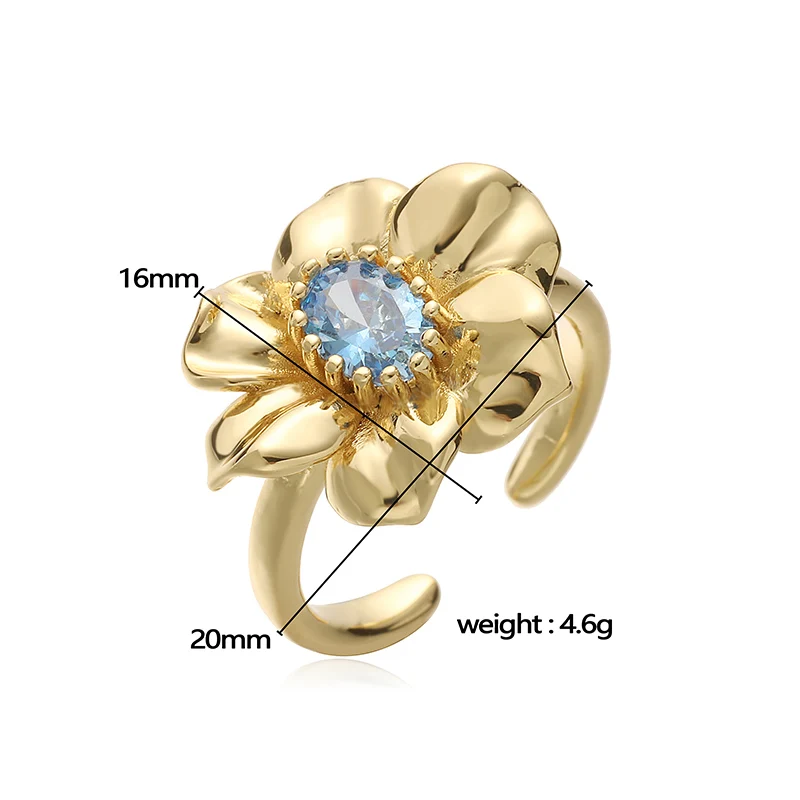 HECHENG، مجموعة سطحية لامعة حلوة صيفية مع خاتم زهرة الزركون قابل للتعديل للسيدات مجوهرات رائعة قطعة واحدة