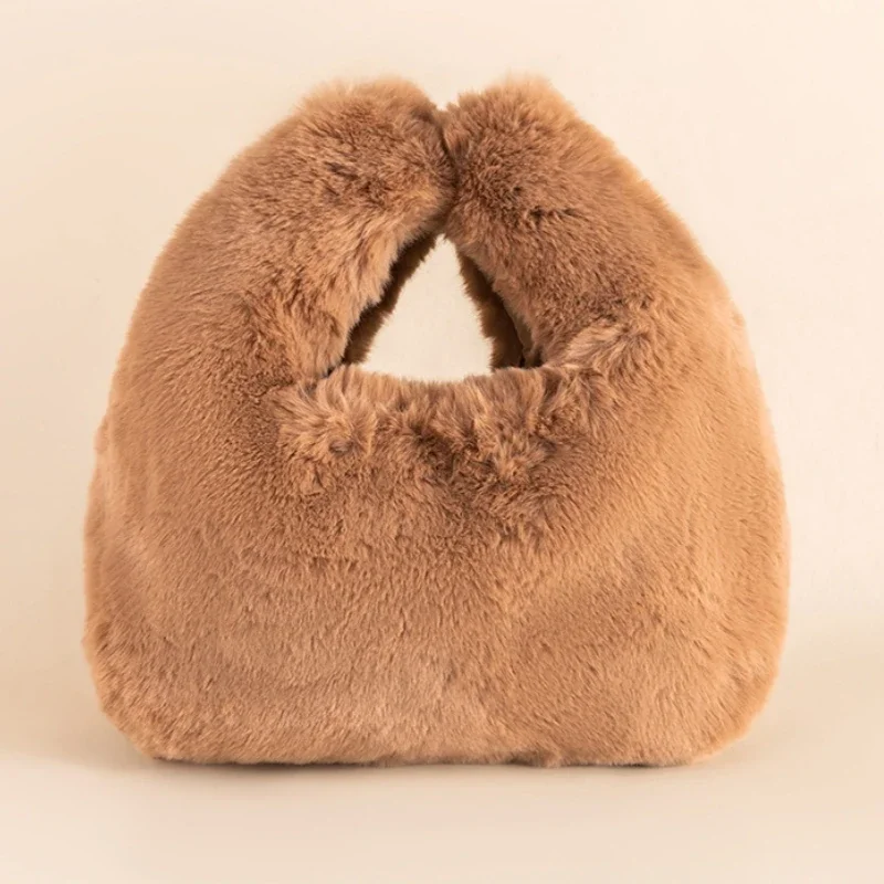 

Winter Faux Fur Rex Rabbit Handbag Fashion Fluffy Warm Plush Wrist Bag Female Furry Daily Clutch Purse Bolsas Femininas 2024