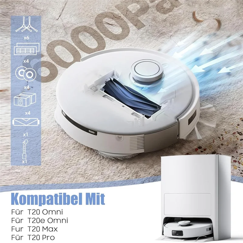 ABRW-Per ECOVACS DEEBOT T20 Omni / T20e Omni / T20 Max / T20 Pro Spazzola laterale principale Filtro Hepa Mop Panno Sacchetti per la polvere Parti