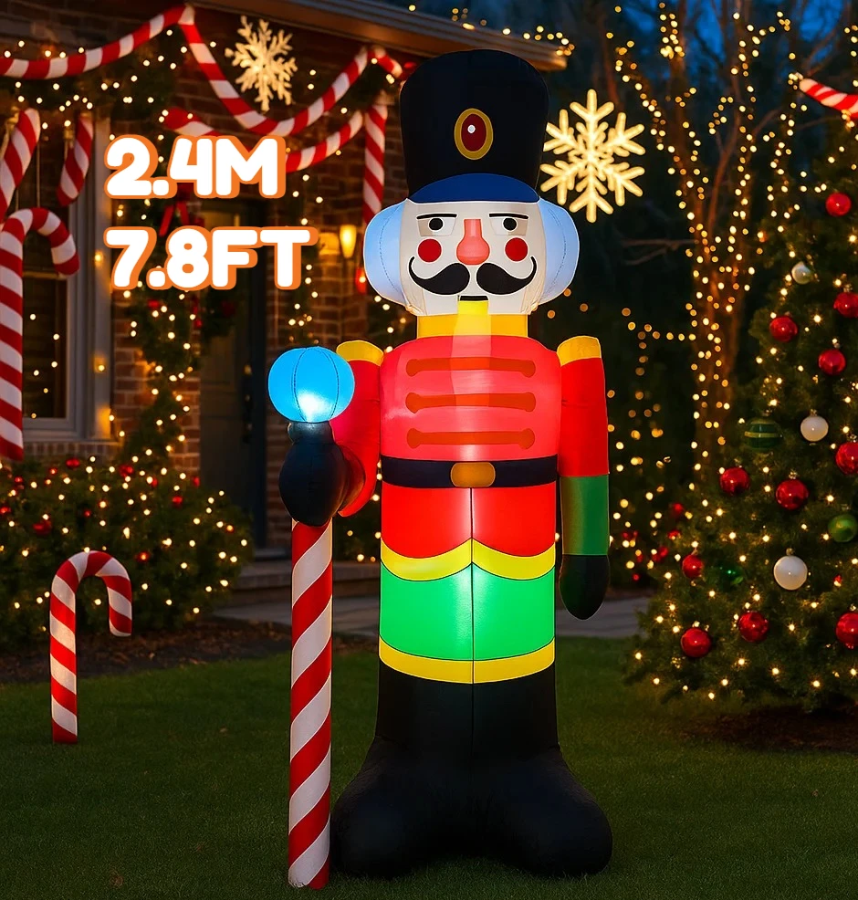 

7.8FTchristmas Decorations Inflatable Nutcracker Soldier Toys Home Xmas Ornaments LED Decor Christmas Yard Supplies Outdoor Inf
