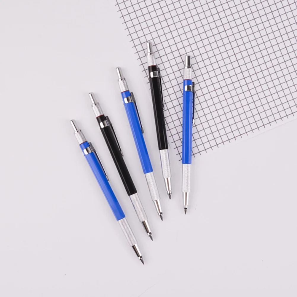 

2pcs 2.0Mm Metal Mechanical Automatic Pencil For Writing Drawing Drafting Student Pencil Set With Refill Leads Black+Blue