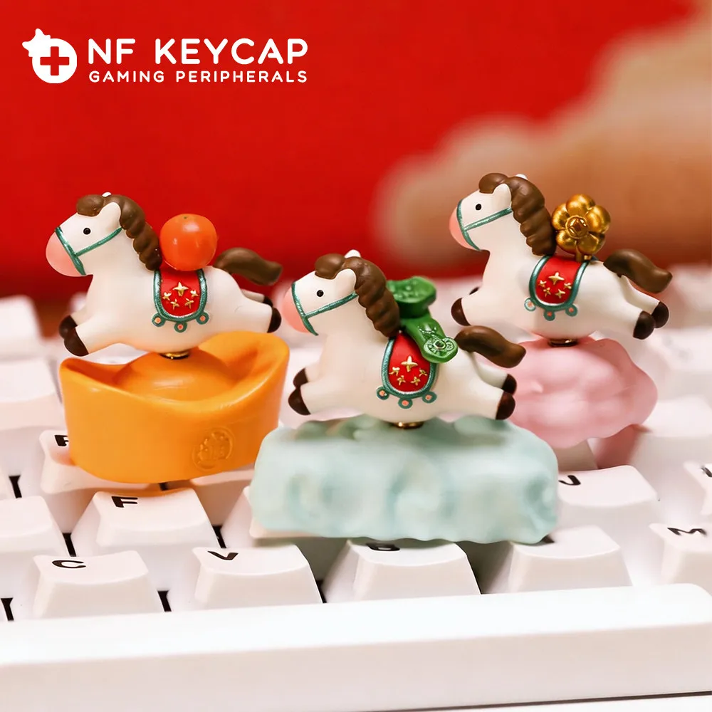 

Year of the Horse DIY Rotating Horse shaped Game Mechanical Keyboard Keycaps Creative Cute Pony Keycaps