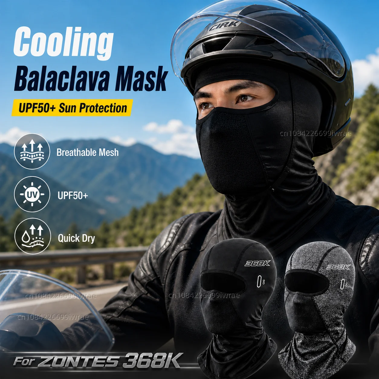 

Cooling Motorcycle Balaclava Mask UPF50+ UV Protection Breathable Face Cover Summer For ZONTES 368G 368K 368E 368 K E G 400G