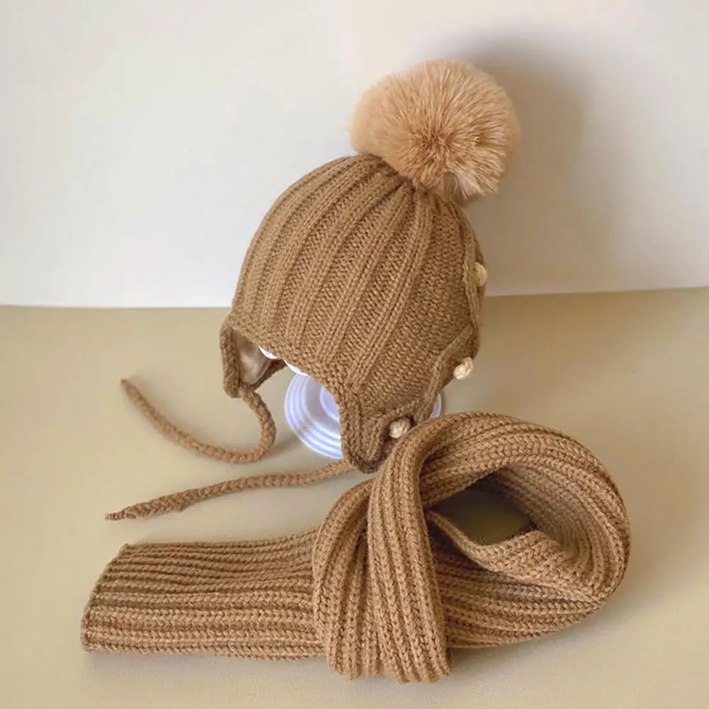الأطفال القطن مزيج قبعة وشاح كومبو القطن مزيج الاطفال قبعة طقم أربطة عنق أطفال الشتاء قبعة طقم أربطة عنق مع بوم بوم للبنين للخريف