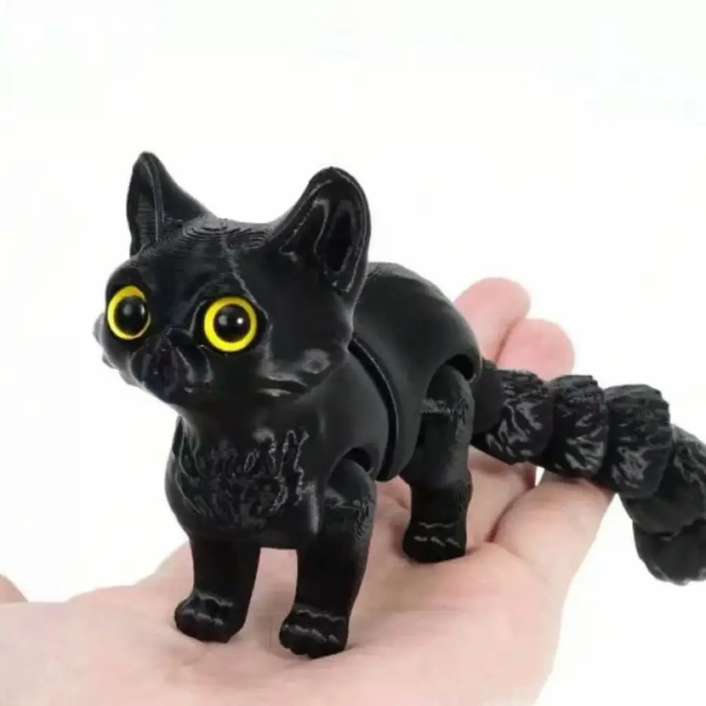 3D printed toy kitten with movable joints and tail
